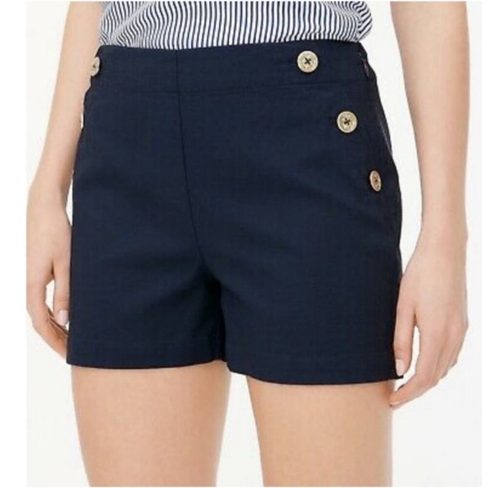 J. Crew Womens Navy Sailor Nautical Pique Cotton Shorts Size 4